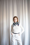 Deep navy silk scarf M