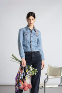 Multicolour silk scarf L