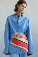 Hot Coral silk scarf L