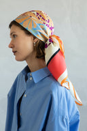 Hot Coral silk scarf L