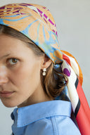 Hot Coral silk scarf L