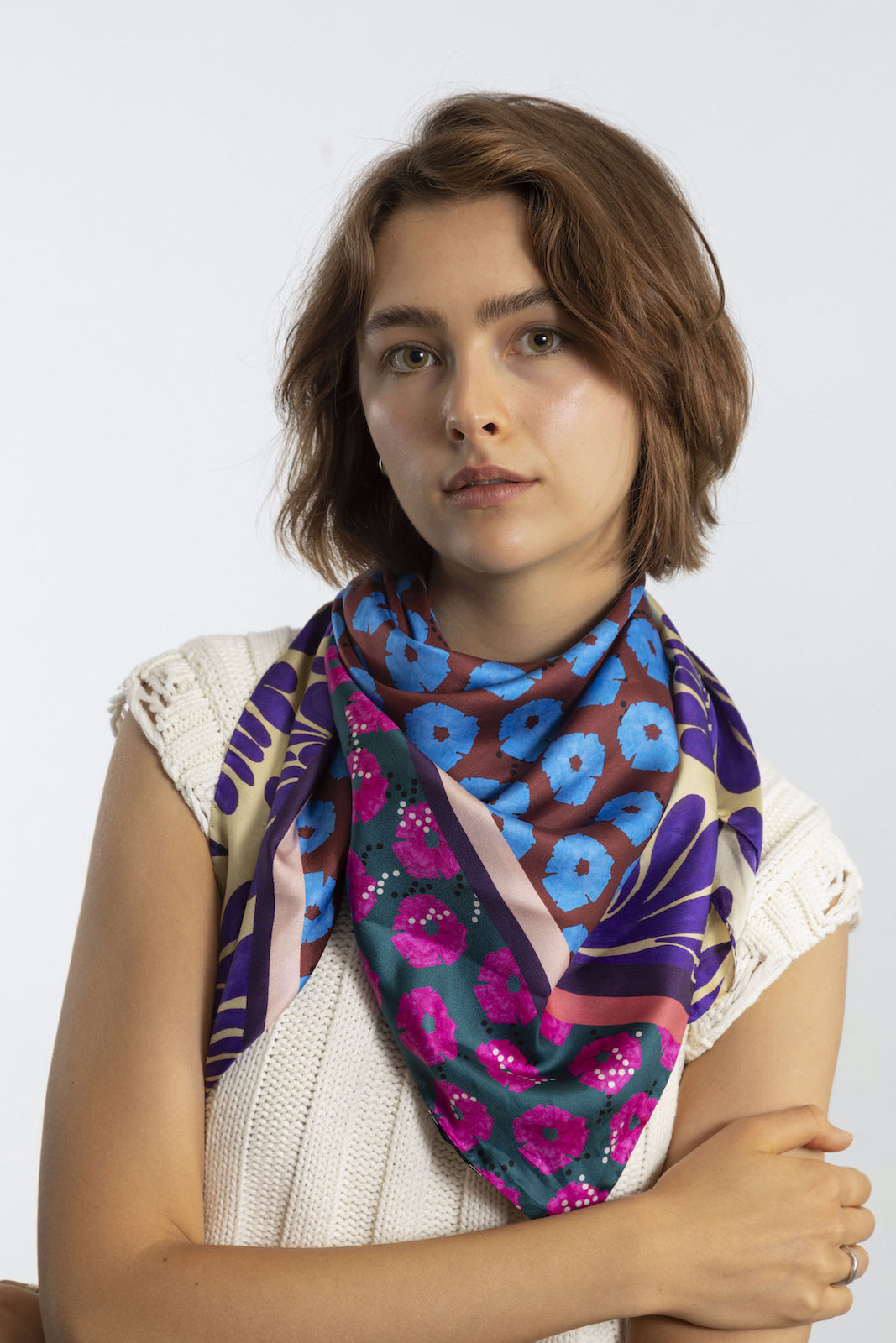 Azure silk scarf L – KAASKAS
