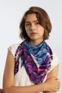 Azure silk scarf L