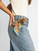 Moss green silk twilly